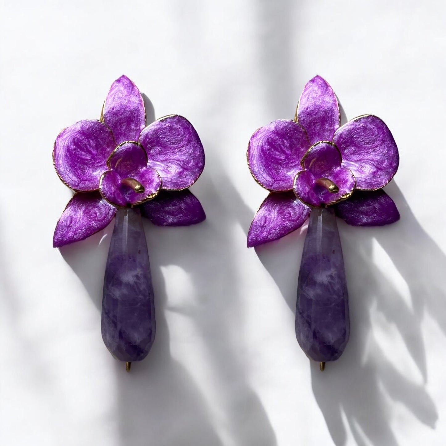 Amethyst Persian Flower Earrings