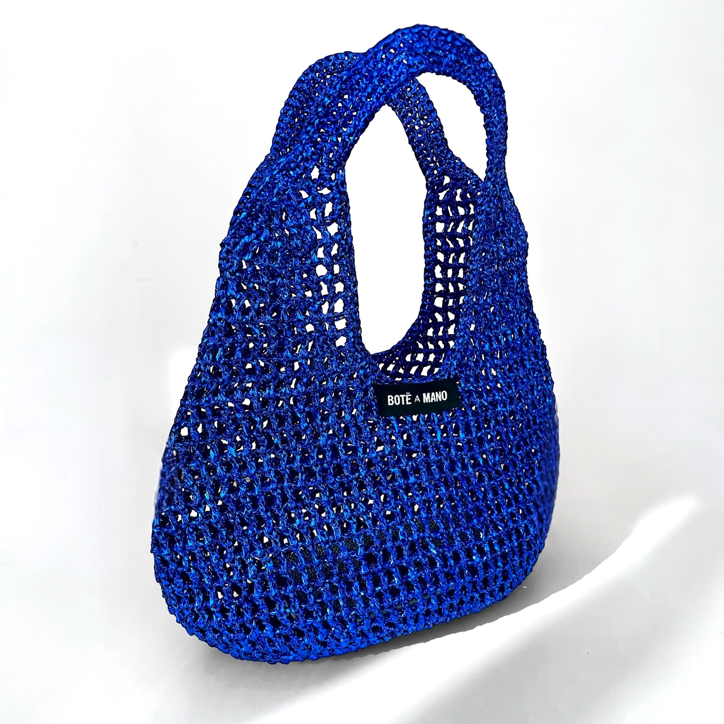 Royal Blue Raffia Top Handle Bag by Bote A Mano – Handwoven Artisan Design