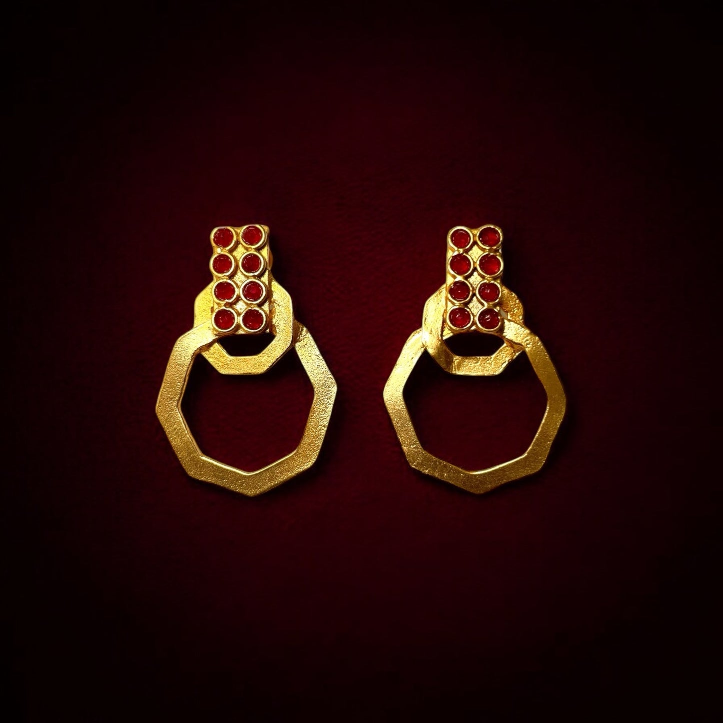 Bote A Mano Geometric Ruby Earring
