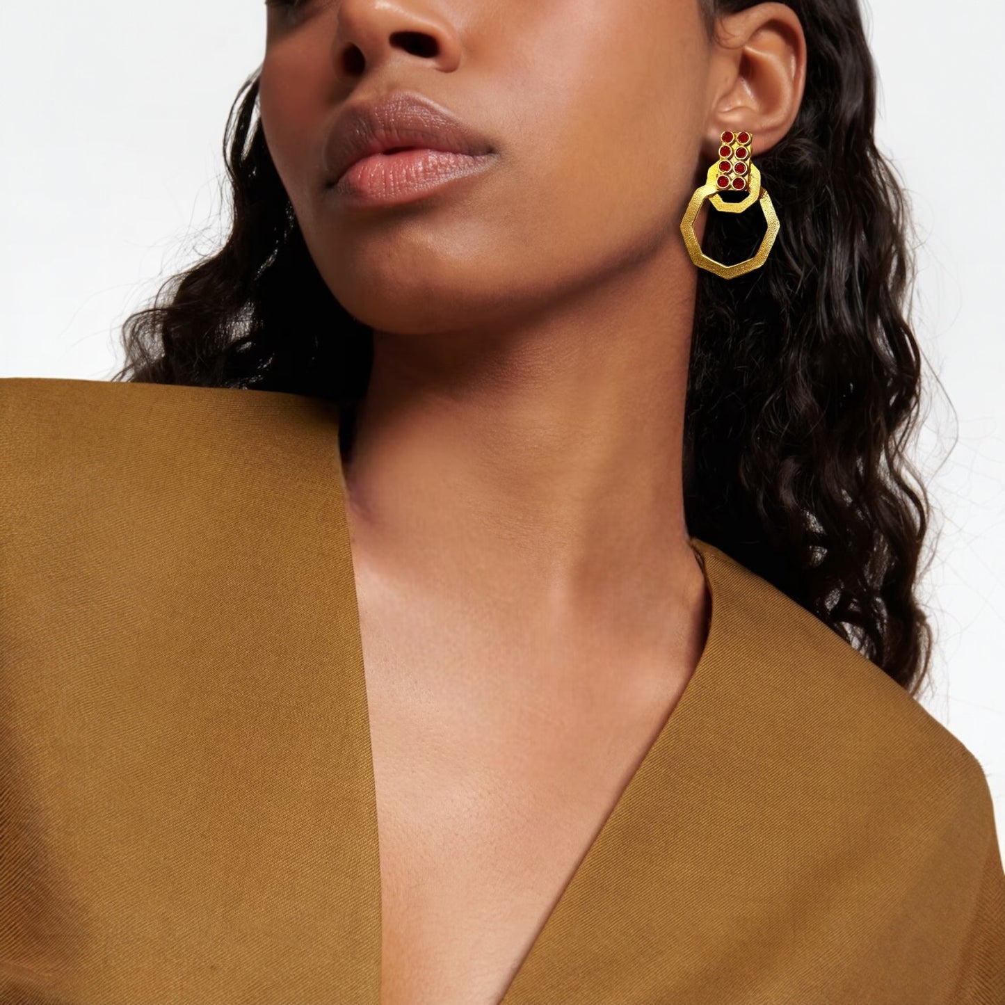 Bote A Mano Geometric Ruby Earrings