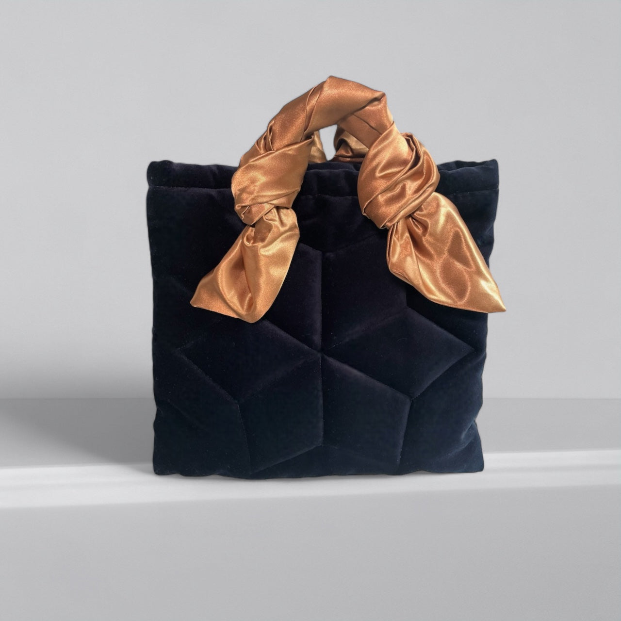 Navy Gold Velvet Bag