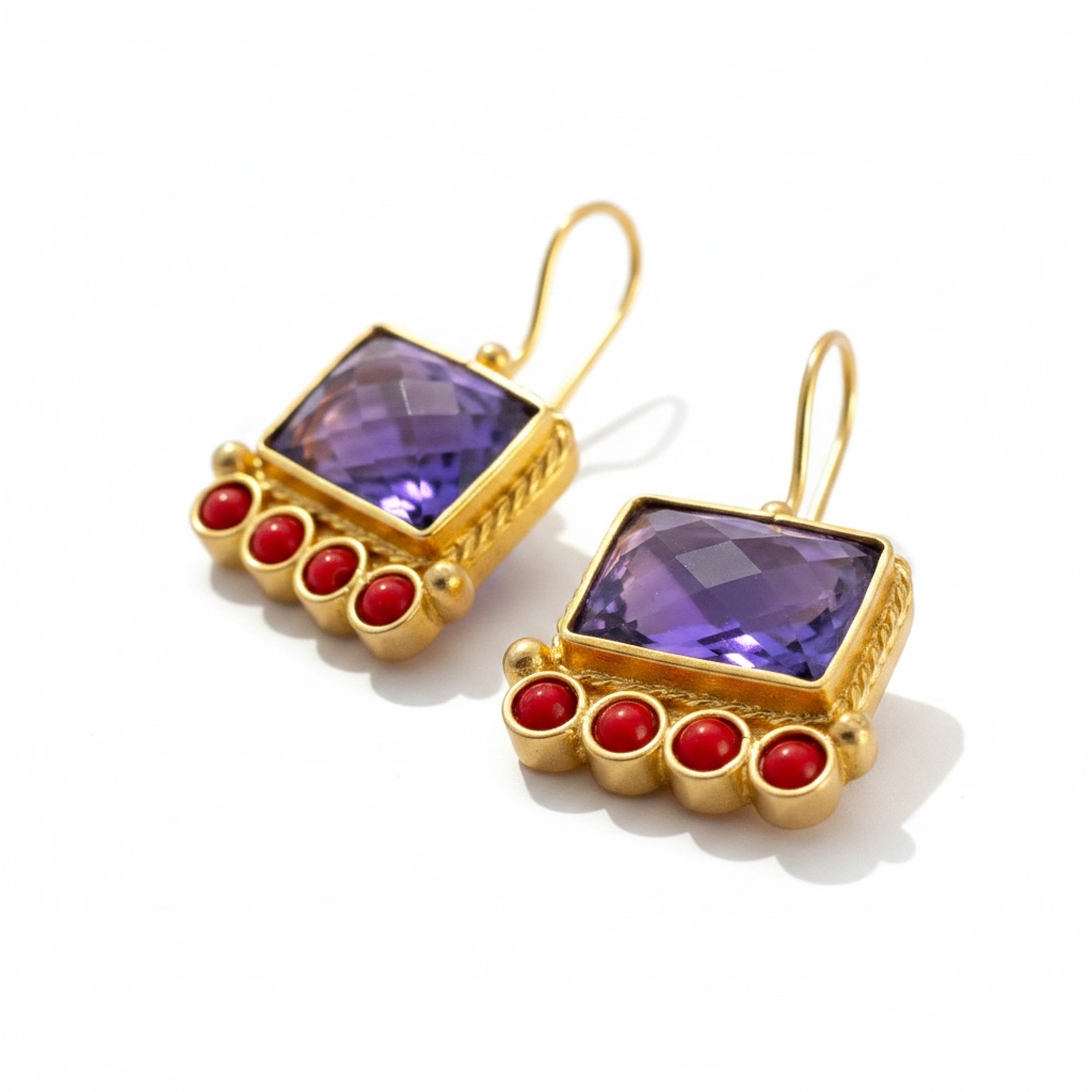 Amethyst Gold Earrings