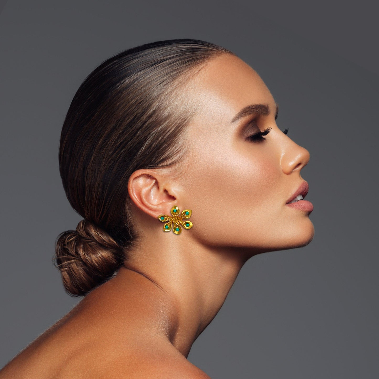 Gold Turquoise Earrings - Boté A Mano