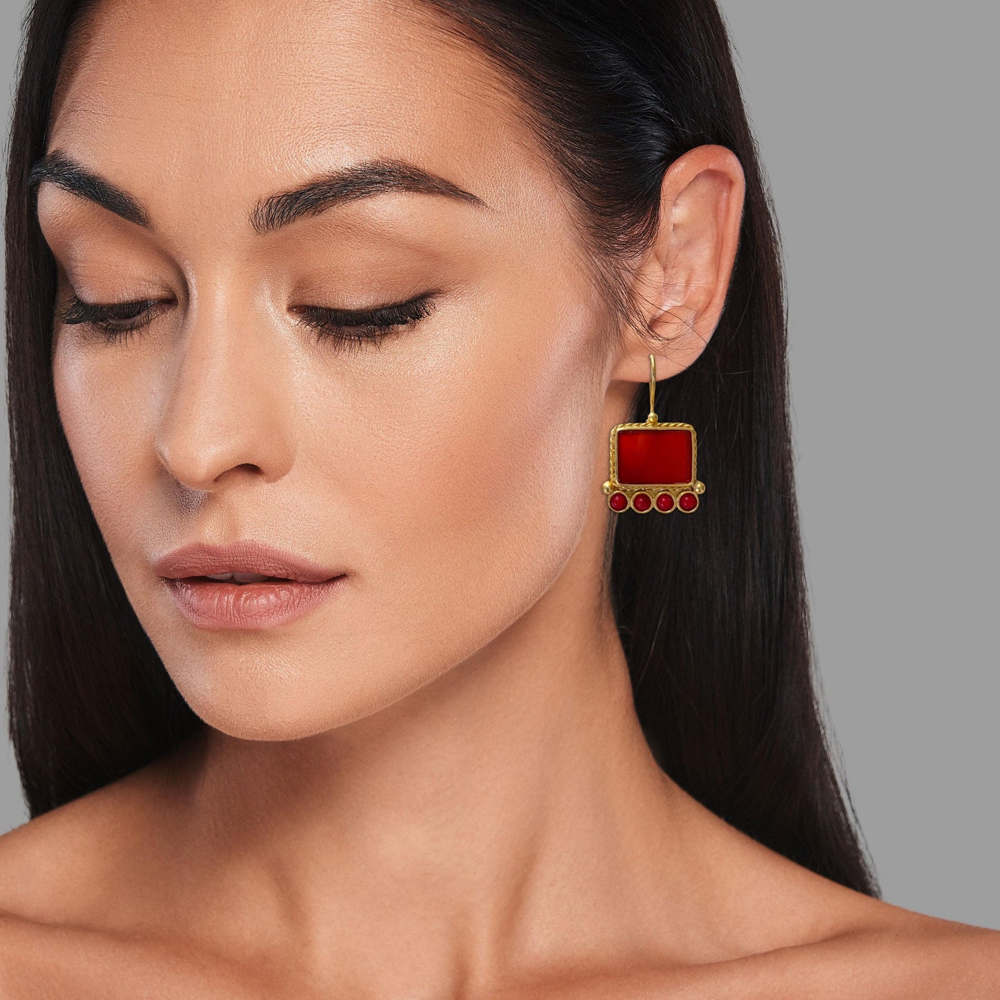 Red Agate Earrings - Boté A Mano