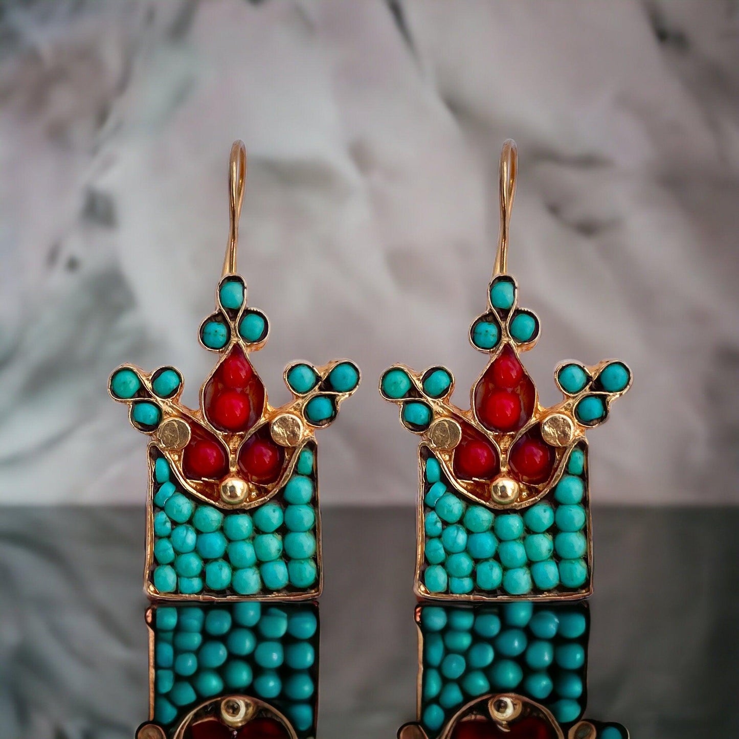 Turquoise Tâj Earring - Boté A Mano