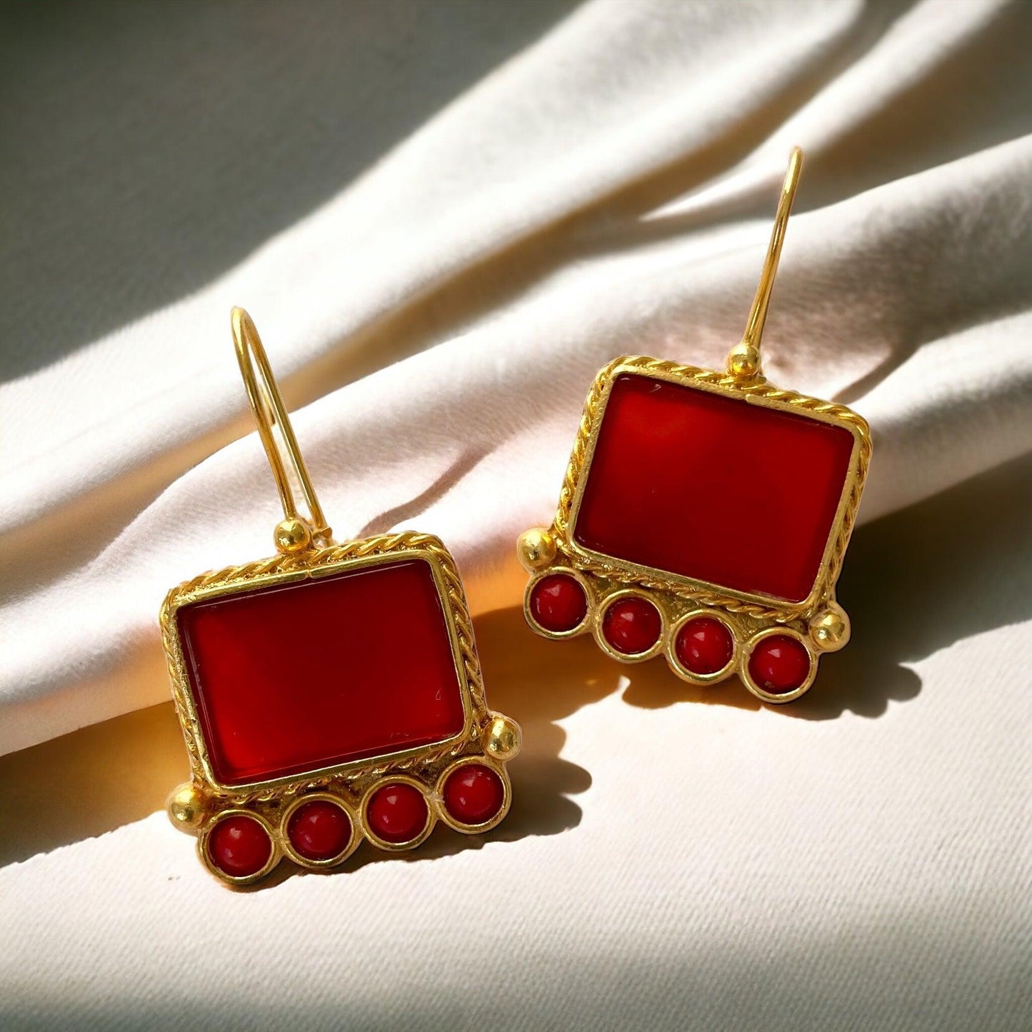 Red Agate Earrings - Boté A Mano