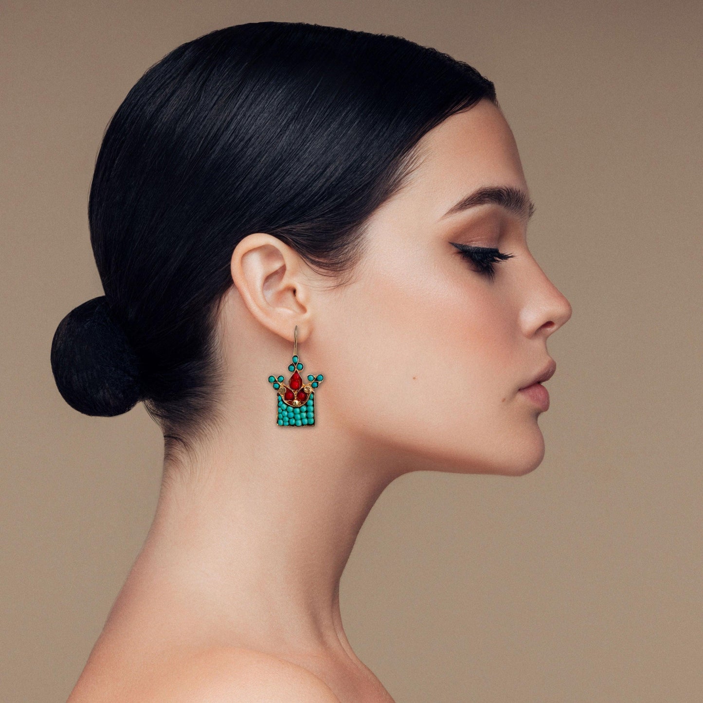 Turquoise Tâj Earring - Boté A Mano
