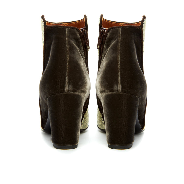 Heel Ankle Boots, Gold Rose of Banaras Ankle Boots - Boté A Mano