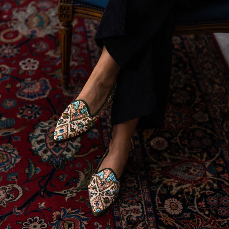 ‘Tōot’ block print canvas loafers