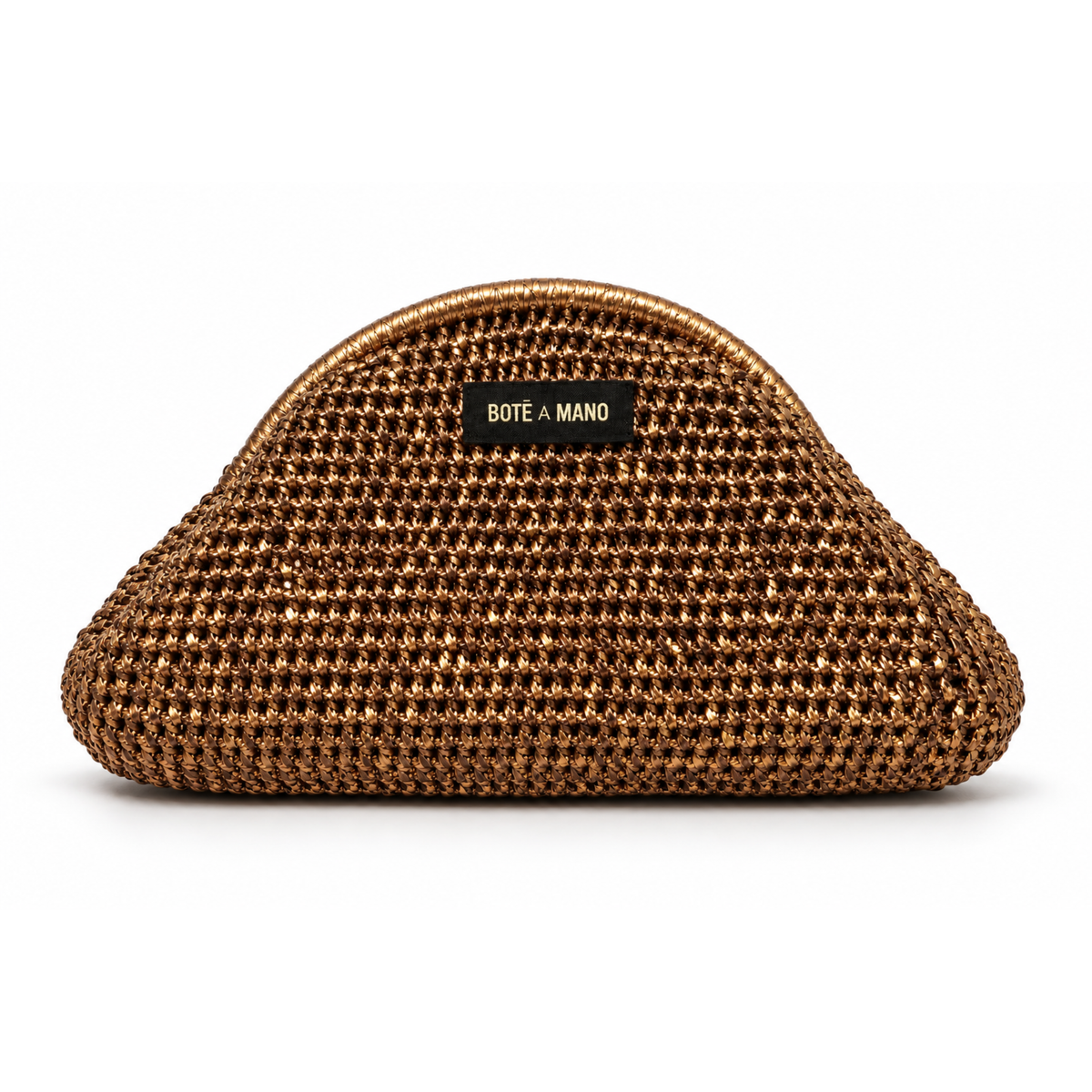 Bote A Mano bronze metallic raffia clutch bag handcrafted in Italy