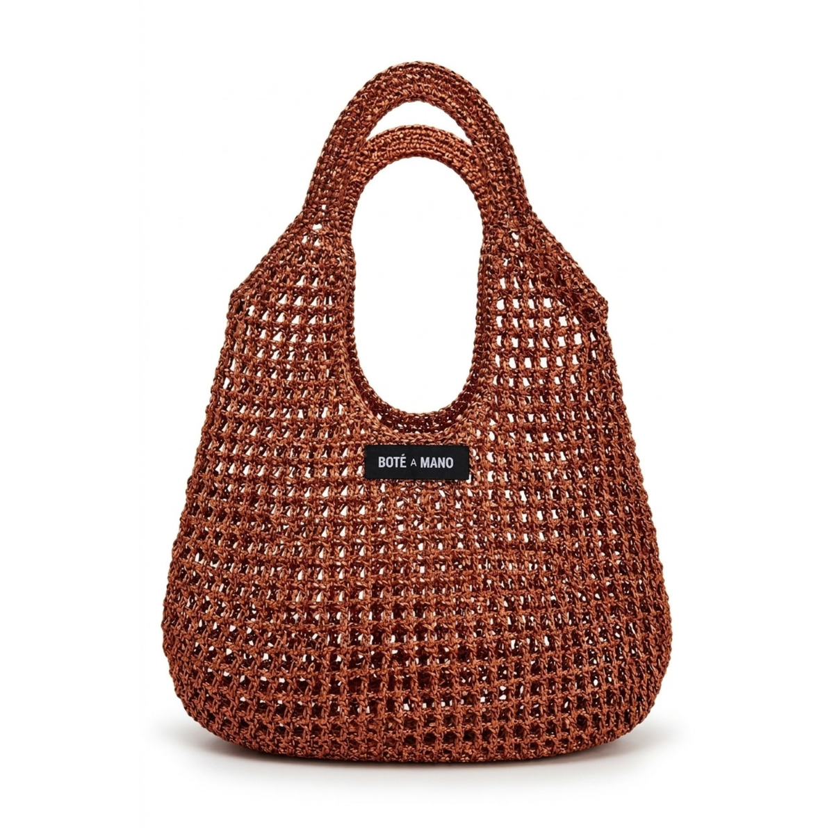 Small Bote A Mano copper metallic raffia bag handcrafted in Italy – front view