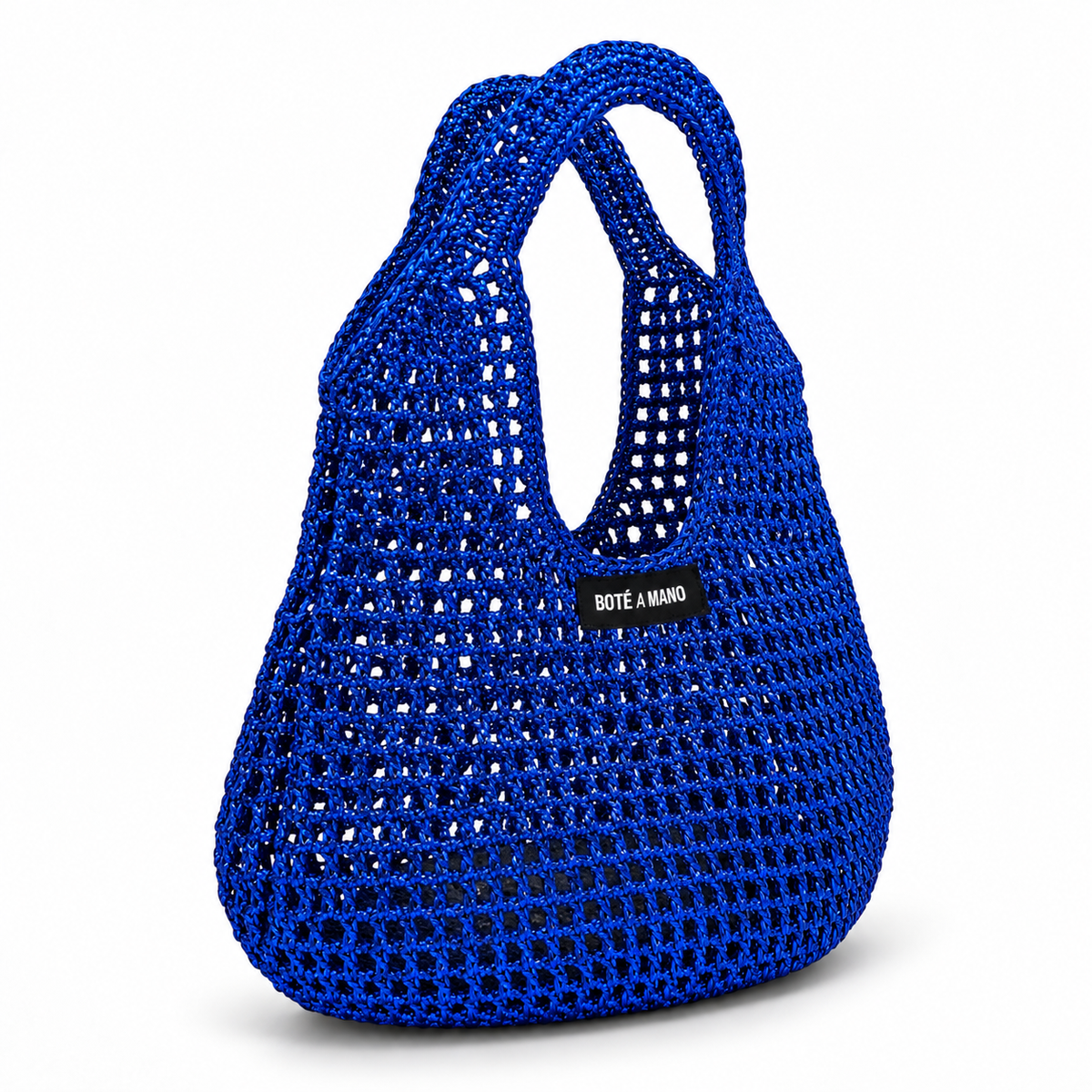 Royal Blue Raffia Top Handle Bag by Bote A Mano – Handwoven Artisan Design