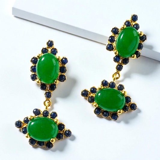 Persian Jade & Blue Sapphire Earring
