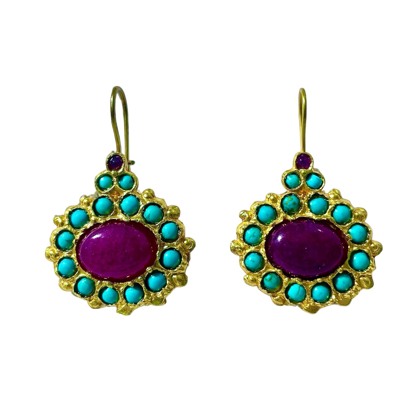 Boucles d'oreilles améthyste turquoise