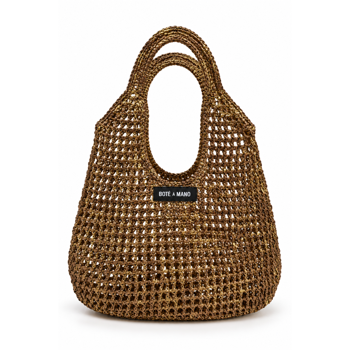 Bote A Mano bronze metallic raffia bag handcrafted in Italy – front view