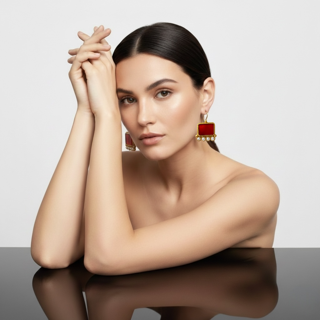 Red Agate Earrings - Boté A Mano