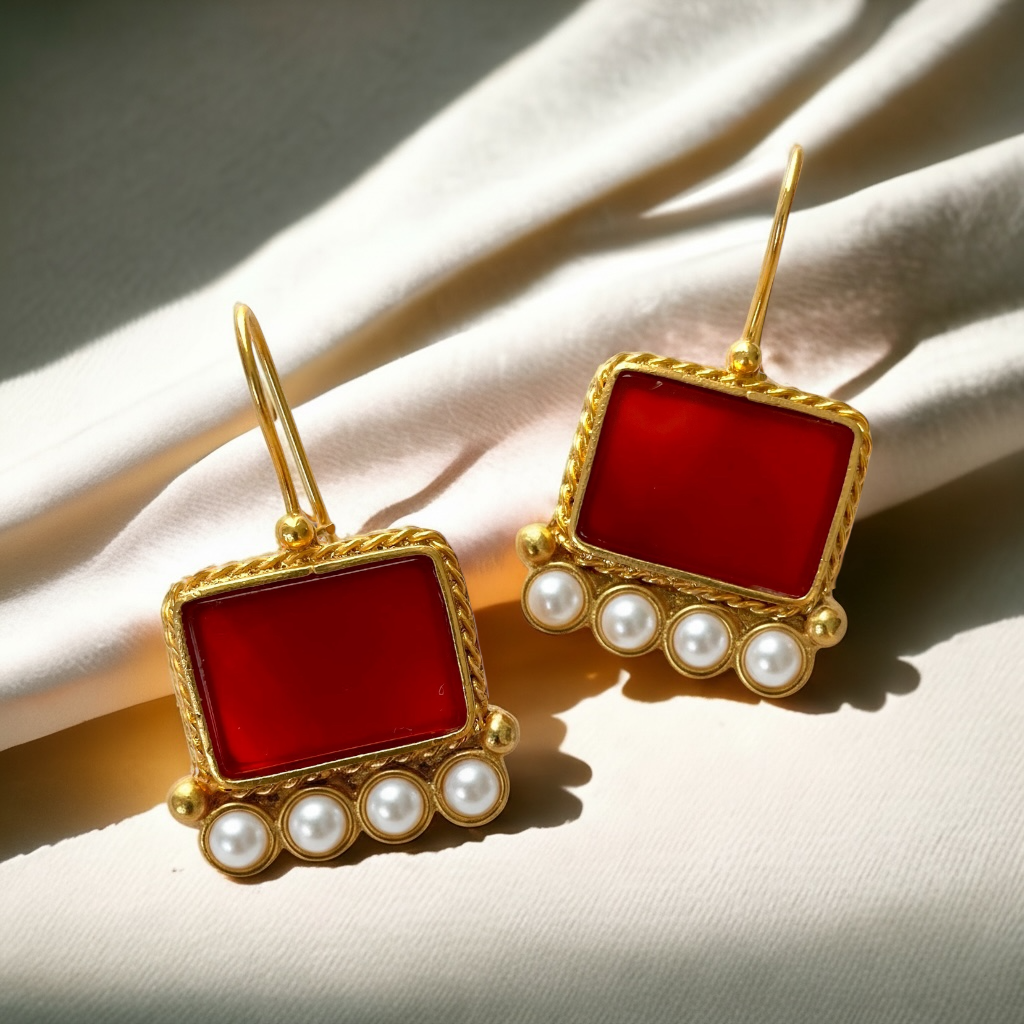 Red Agate Earrings - Boté A Mano