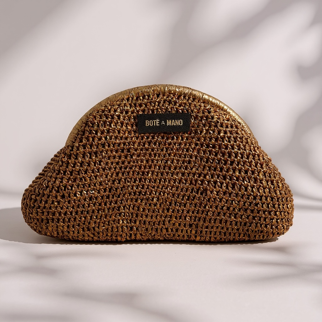 BOTE A MANO BRONZE Raffia CLUTCH