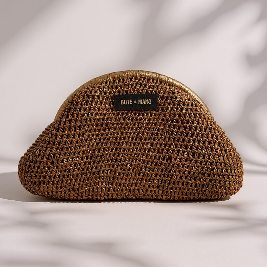 BOTE A MANO BRONZE Raffia CLUTCH