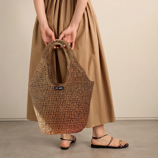 Bote A Mano Brown Metallic Raffia Bag