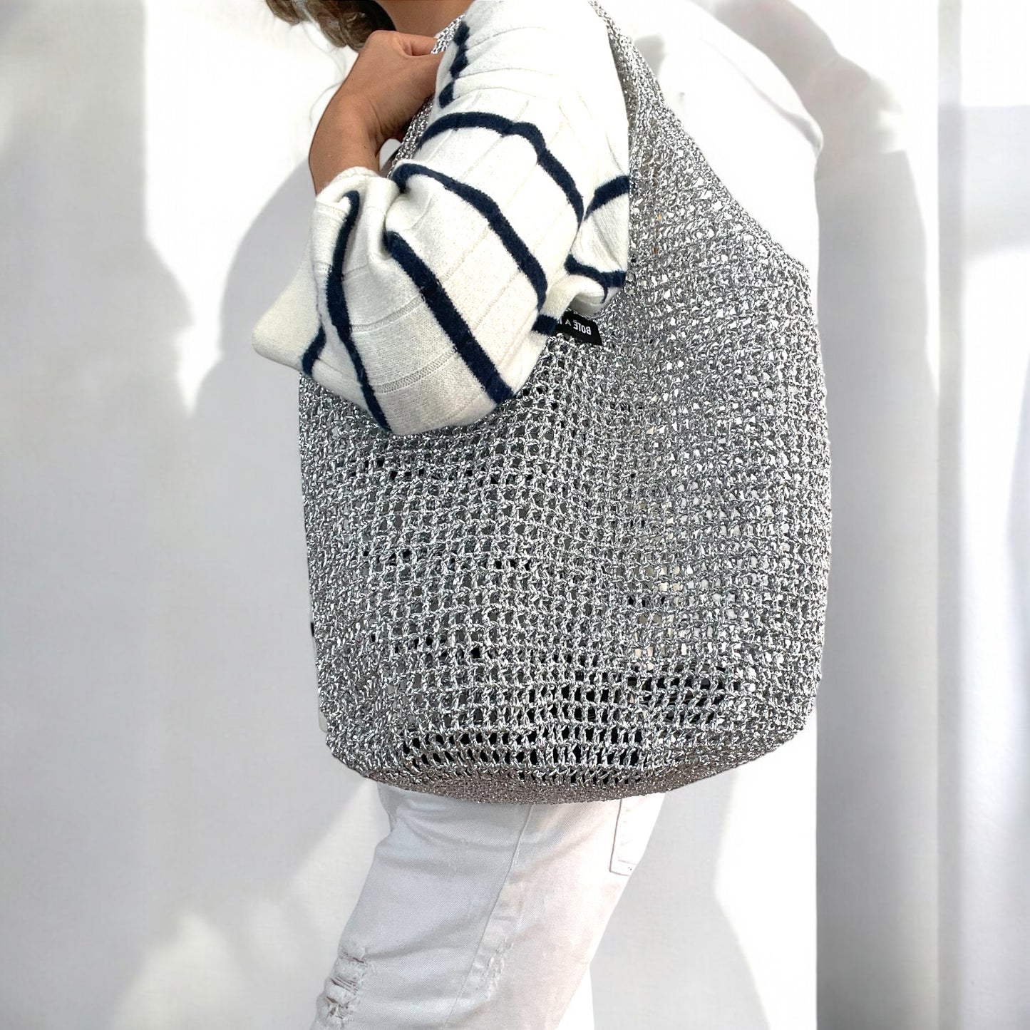 Bote A Mano Silver Summer Raffia Bags