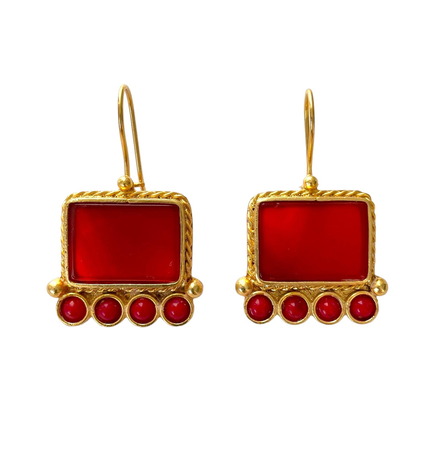 Boucles d'oreilles agate rouge