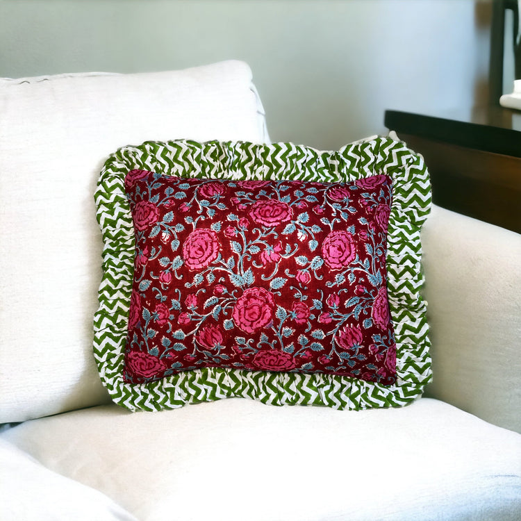 Cotton Cushion 30x 40 cm - Red & Green