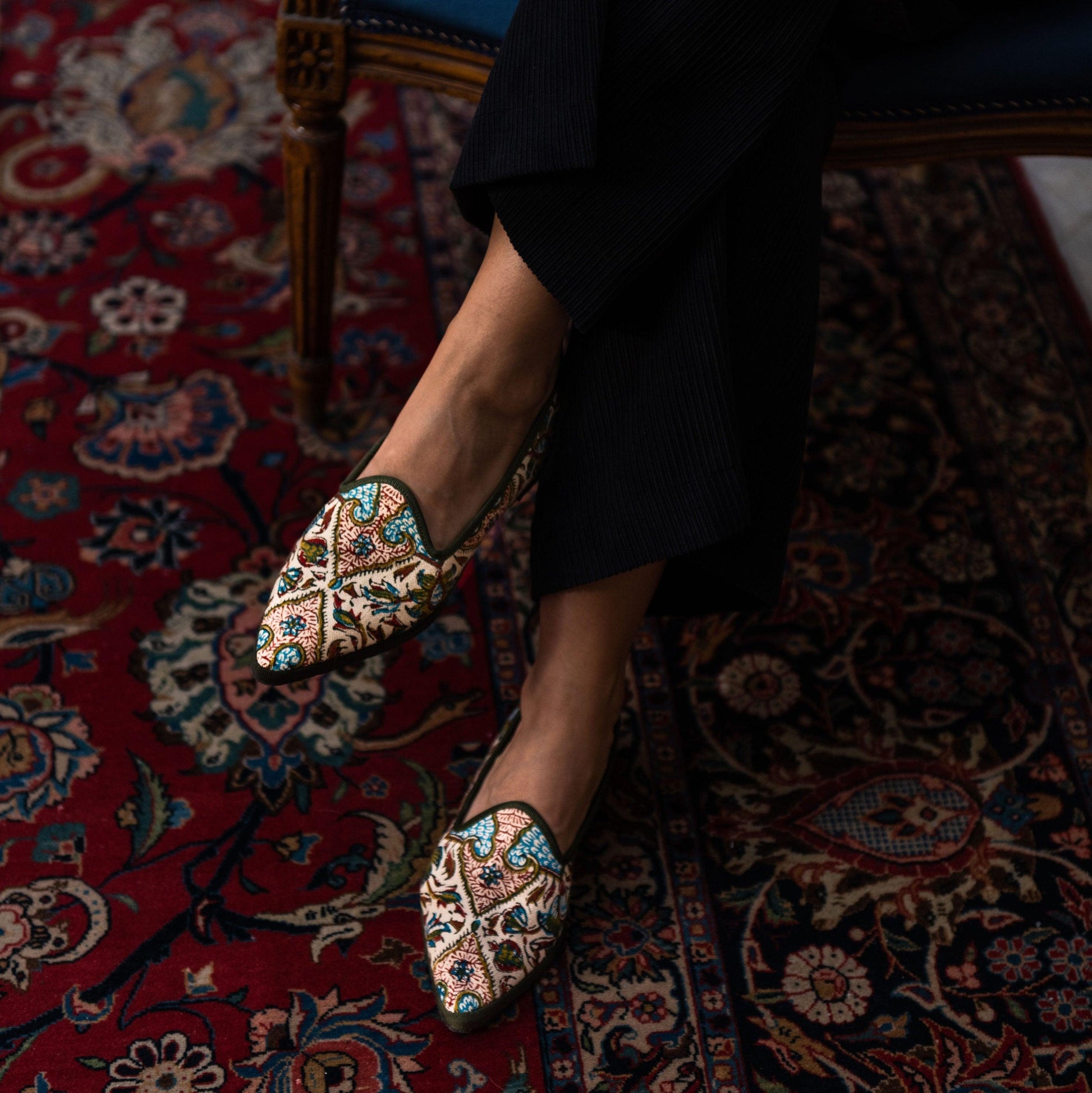 Tōot’ block print canvas loafers * - Boté A Mano
