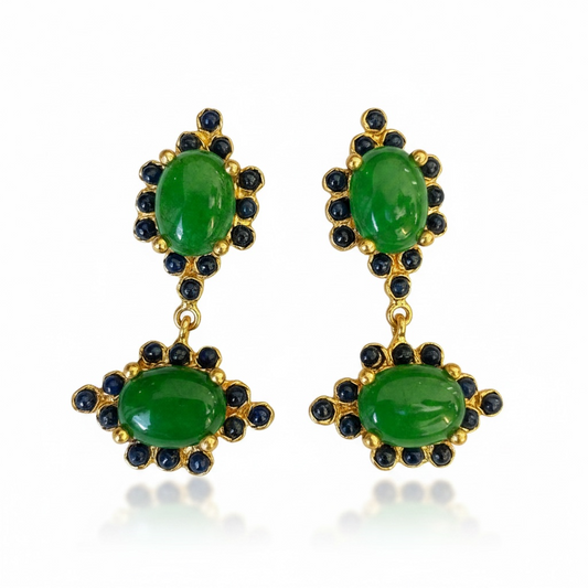 Persian Jade & Blue Sapphire Earring