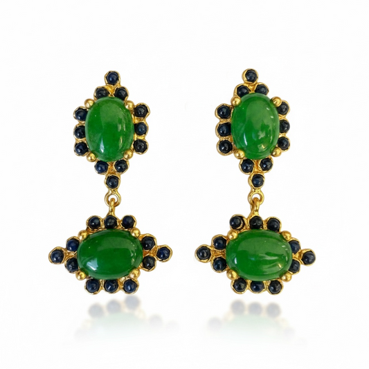 Persian Jade & Blue Sapphire Earring