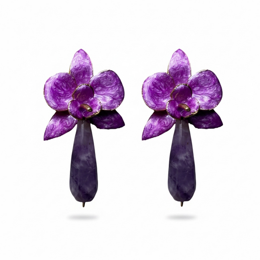 Amethyst Persian Flower Earrings - Boté A Mano