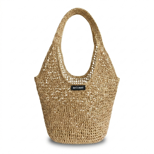 Large Gold Raffia Bag