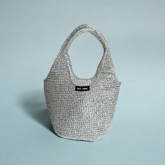 Bote A Mano - Silver Metallic Raffia Bag