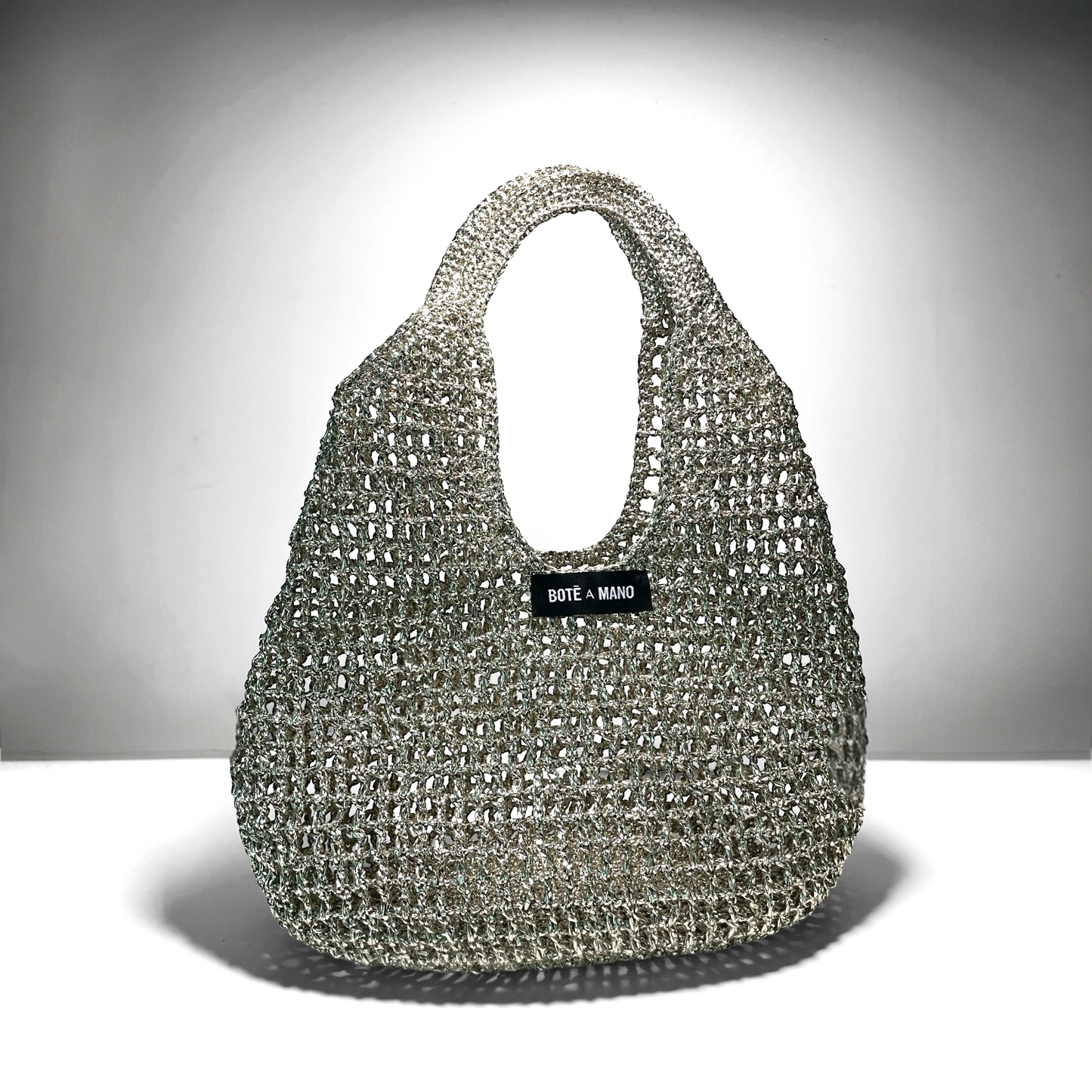 Bote A Mano - Silver Metallic Raffia Bucket Bag