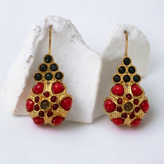 Boucles d'oreilles Corail Rouge