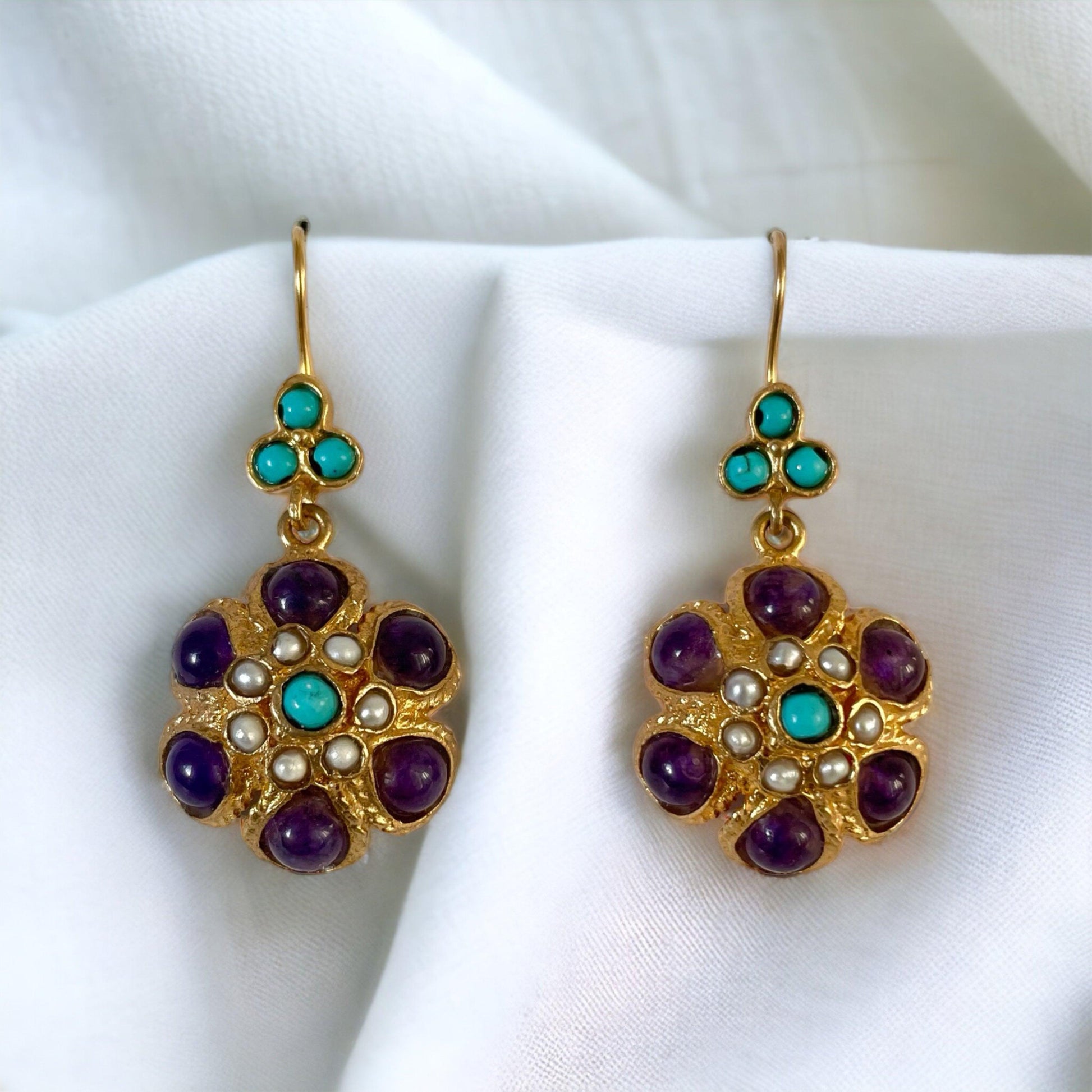 Amethyst Turquoise Earrings - Boté A Mano