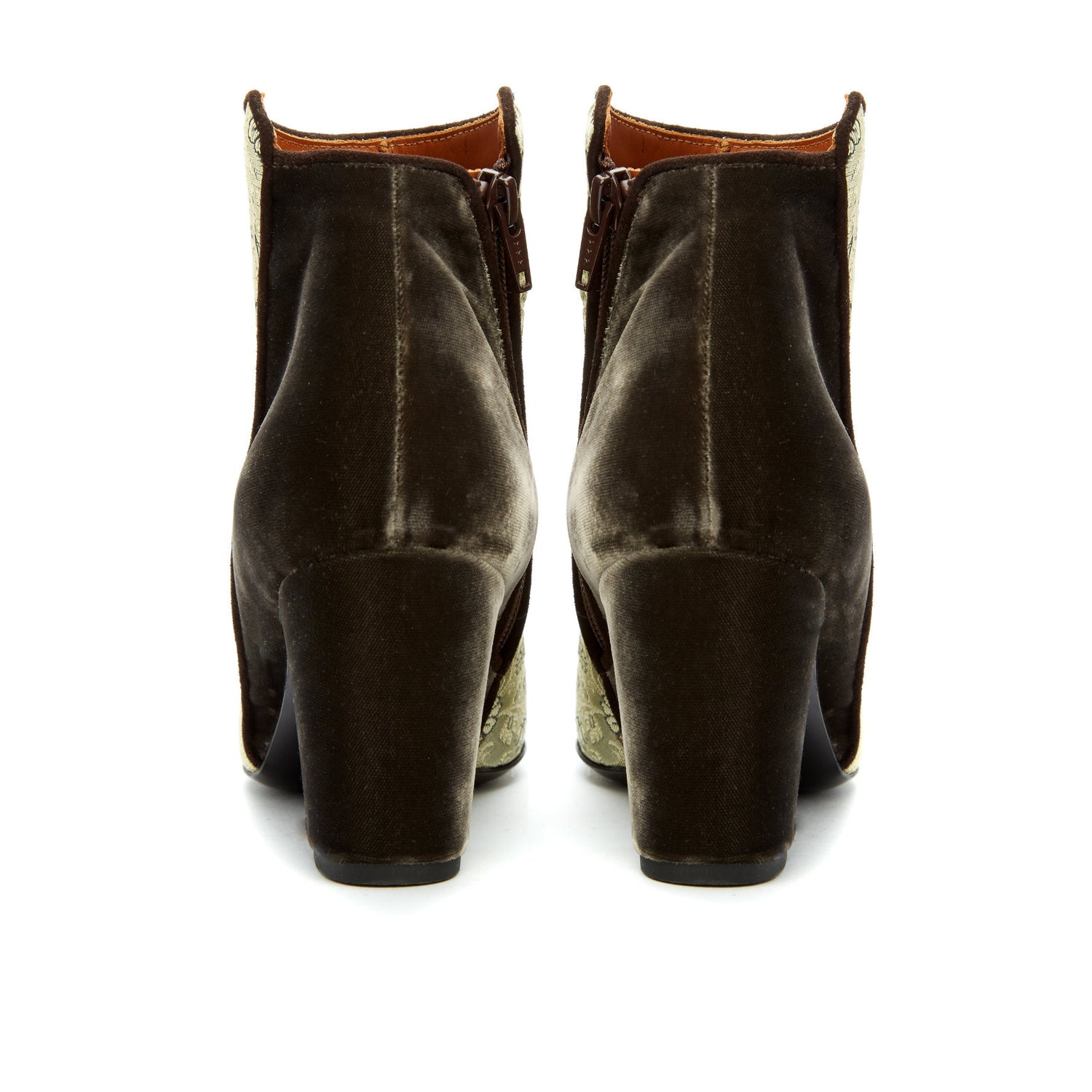 Heel Ankle Boots, Gold Rose of Banaras Ankle Boots - Boté A Mano