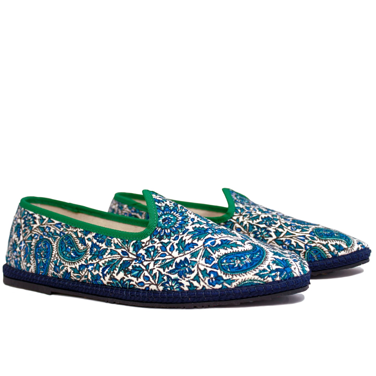 'Bâdum' Blue Floral Venetian Slippers