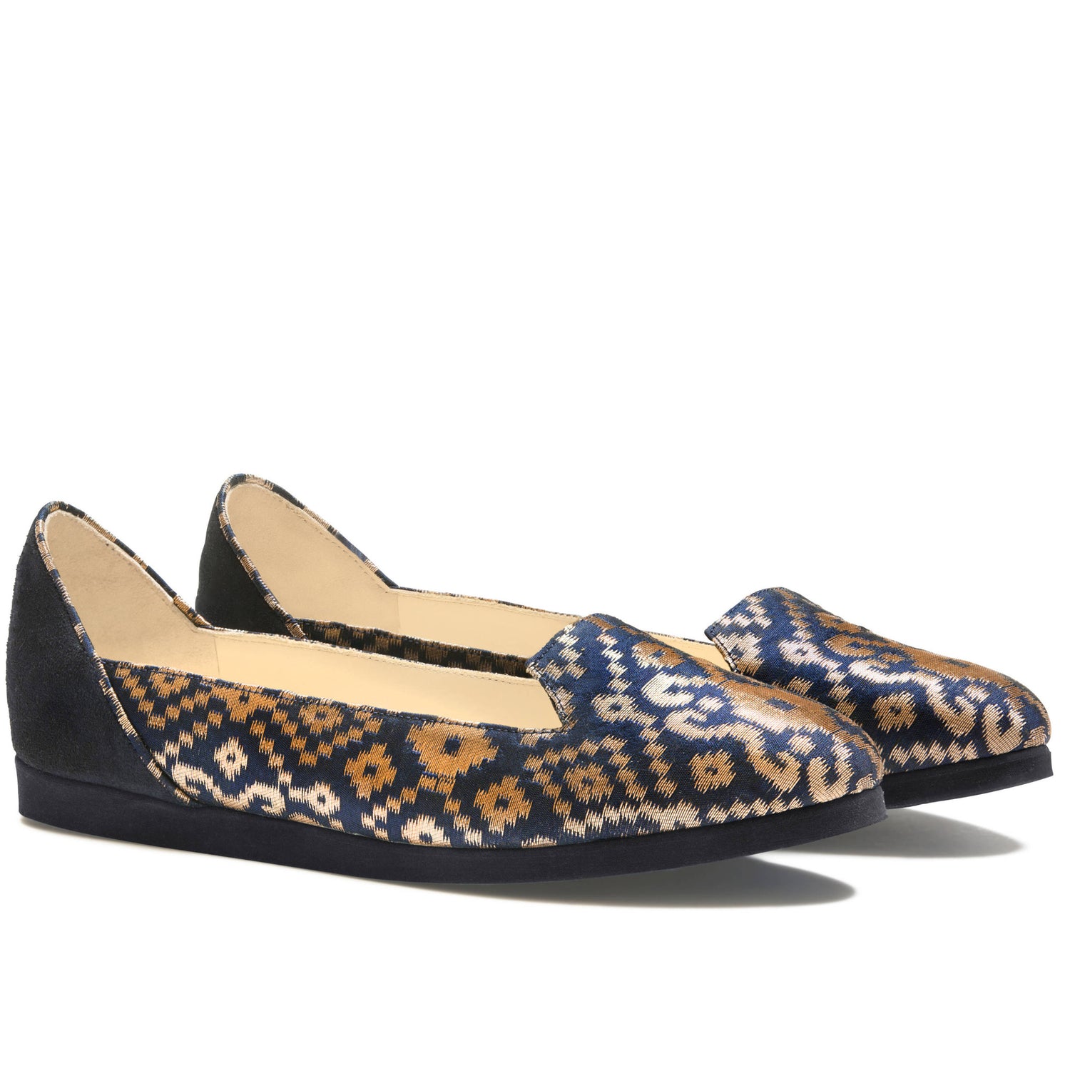 Ballet Flat Shoes, Midnight in Banaras (R) Blue Ballet Flats - Boté A Mano