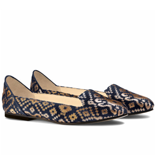 Ballet Flat Shoes, Midnight in Banaras Blue Ballet Flats - Boté A Mano