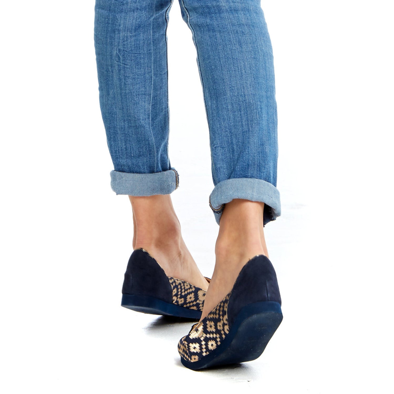 Ballet Flat Shoes, Midnight in Banaras (R) Blue Ballet Flats - Boté A Mano