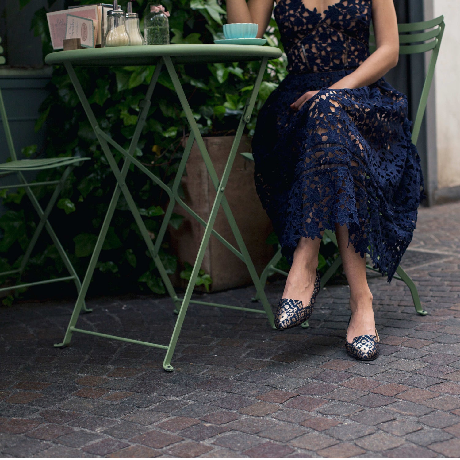 Ballet Flat Shoes, Midnight in Banaras Blue Ballet Flats - Boté A Mano