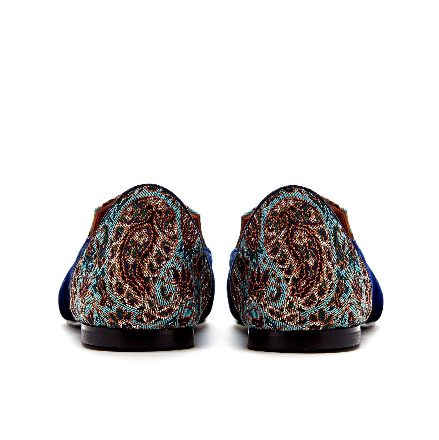 Loafers for Women, Persian Garden of Yazd Blue Velvet Loafers - Boté A Mano
