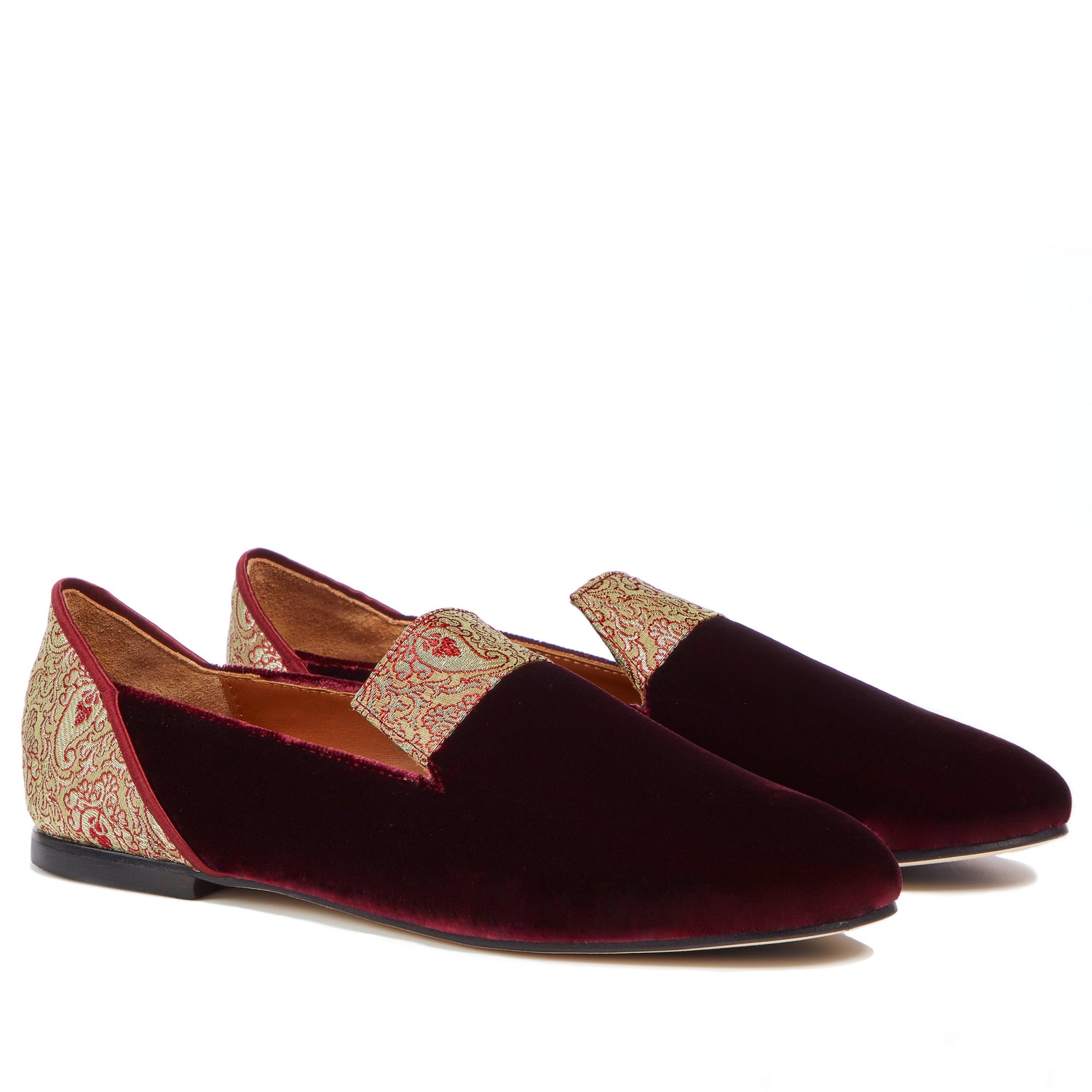 Loafers for Women, Red Essence of Shiraz Velvet Loafers - Boté A Mano