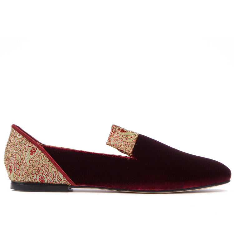 Loafers for Women, Red Essence of Shiraz Velvet Loafers - Boté A Mano