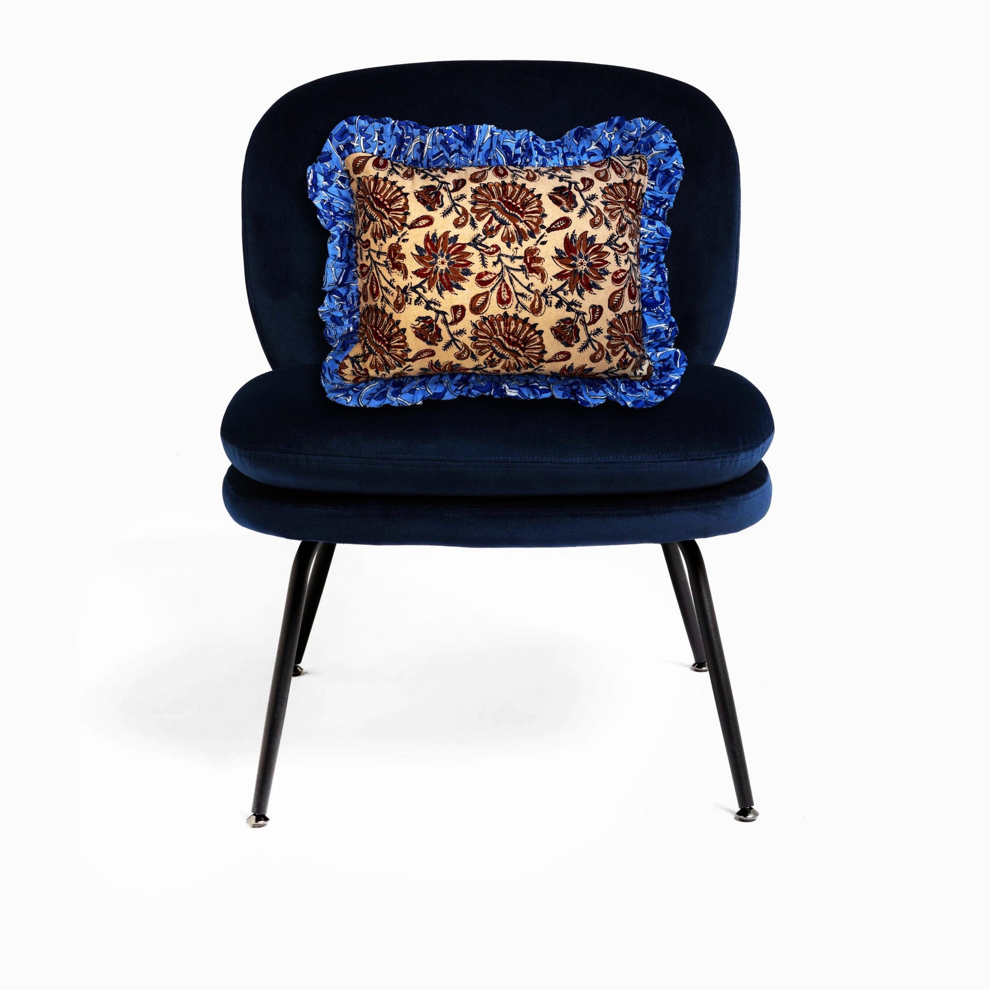 Cotton Cushion 30x 40 cm - Beige & Blue - Boté A Mano