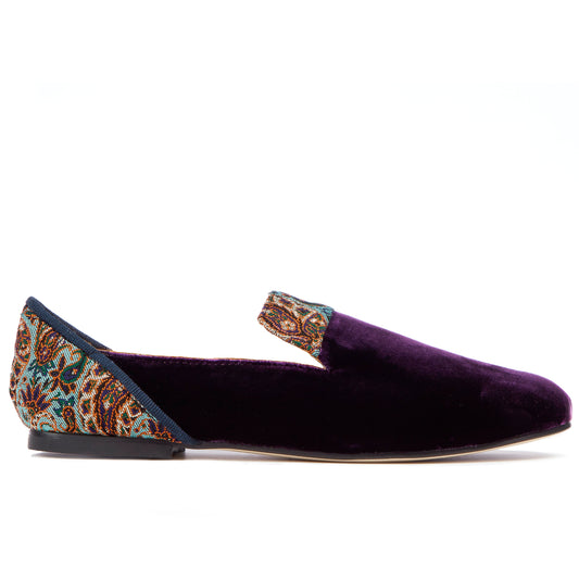 Loafers for Women, Persian Garden of Yazd Purple Velvet Loafers - Boté A Mano